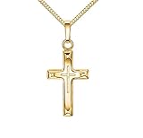 Taufkreuz-Anhänger Goldkreuz Jesus Christus für Damen, Herren und Kinder als Kettenanhänger 585 Gold 14 Karat / 14K Mit Kette 36