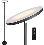 Anten Deckenfluter Stjarna | schwarz | 20W dimmbare Led Stehlampe mit Fernbedienung | 3 Lichtfarbe | Helligkeit stufenlos einstellbar | helle Stehlampen für Wohnzimmer Bü