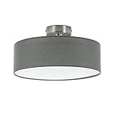 Briloner Leuchten Deckenleuchte, Stoffleuchte, Deckenlampe 1 x E27 max. 40 Watt, Stoffschirm Farbe: Grau-Satin, Ø 30cm, S