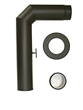 Ofenrohrset dreiteilig Rauchrohrset Kaminrohrset Kamin Ofen Abgasrohr Schornstein Stahlrohr Ø 130 mm (Set zweimal abgewinkelt, schwarz)