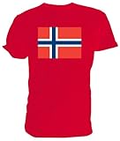 Art2Wear T-Shirt mit norwegischer Flagge, Rot, Größe L