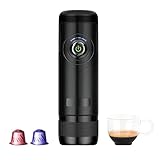 Tragbare Espressomaschine Akku Kaffeemaschine, Elektrisch 12V Reise Unterwegs Auto, Camping, Boot, Hiking kompatibel Nespresso Starbucks L'OR 18 Bar, wiederaufladbarem Akku Dreiklang  be smart®