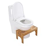 Holz Toilettenhocker, WC Hocker Kinder Toilettenhilfe Höhenverstellbar 18-24 cm Tritthocker Dicker Bambus mit rutschfeste Polsterbehandlung für Ältere Menschen Schwangere 48,5 x 27 x 25