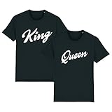 Partnerlook - T-Shirt für Paare - King Queen Handschrift Partner Unisex Shirt schwarz, XXXXL, T-Shirt H