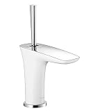 hansgrohe Wasserhahn PuraVida (Armatur mit Auslauf Höhe 100 mm, Push Open Ablaufgarnitur, für Handwaschbecken) Weiß/C