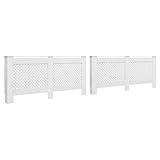 Heizkörperabdeckung 2 Stk. Kühlerabdeckung mit Sternloch MDF Heizkörper Verkleidung Abdeckung Moderne Heizung Möbel Schrank Regal für Zuhause und Büro Weiß 172×19×81,5