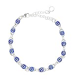 Generic Böse Augen Armband Blaues Auge Armband Evil Eye Armband Evil Eye Nazar Boncuk Armreif Charm Geburtstag Hochzeit Gastgeschenke Themenparty Geschenk für Frauen Mädchen Silb