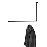 Kleiderstange deckenmontage L-Form - verschiedene Größen - schwarz aus Metall - Garderobe für Kleiderbügel im Industrial Desig