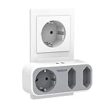 Doppelstecker für Steckdose, TESSAN 5 in 1 Mehrfachsteckdose mit 2 USB, Mehrfachstecker für Steckdose, Steckdosenadapter 3fach mit USB Ladegerät Kompatibel mit Phone und Haushaltsg