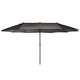 Nexos GM35136 Doppelsonnenschirm Sonnenschirm XXL mit Kurbel Anthrazit 4,50m Polyester Stahl Terrasse Garten Pool Oval-Schirm Mark