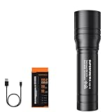 SuperFire S33-C Mini LED Taschenlampe Metall Ultraleicht Wasserdicht Taschenlampe Eingebauter Akku, USB Wiederaufladb(Metall, Schwarz)