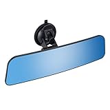 SLIIMU Auto Rückspiegel mit Saugnapf, 305mm Panorama Blendschutz Universal Innenspiegel, Blau Glas Large Vision Weitwinkel Gebogener Spiegel Montiert auf Windschutzscheibe für Car Auto Boat SUV V