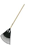 Fiskars Laubbesen, 27 Zinken, Breite 65 cm, Kunststoff-Zinken/Holz-Stiel, Schwarz/Holz, XL, Classic, 1001584