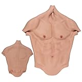 WXYQ Silikon Gefälschte Muskel Männliche Brust Halbkörper Anzug Halbkörper Männliche Brust für Cosplay Crossdresser Künstliche Simulation Pectoralis,Braun,L