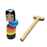 1 Set Hölzernes Mann Spielzeug Für Kinder, Unsterbliches Daruma Marionette,unzerstörbares Holzspielzeug Mit Hammer Magic Man, Zauberrequisiten Hölzernes, Holz Mann Magie Spielzeug Geschenk Fü