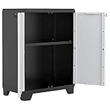 Keter Linear Kunststoffschrank, niedrig, hellgrau/schwarz/blau, 68 x 39 x 90