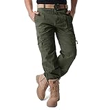 JIASHIQI Herren Cargo Arbeitshose, Outdoor Taktische Militärische Taktische Hose, Armee Kampfhose Frühling Herbst Lässig Baumwolle zum Wandern (Color : Army Green, Size : 34)