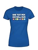Brettspiel Die TUT nix die Will nur Murmeln Brettspiel und Sprüche Damen T-Shirt, Farbe: Blau, Größe: Xx-Larg