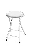 DEINE TANTE EMMA 95040W4 Klapphocker Hocker Weiss Metallgestell mit Polsterhocker ca. 45