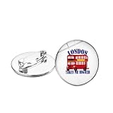 Moderne Doppeldecker London Bus Brosche England Souvenir roter Sightseeing Bus Kunstbild Glas Cabochon Anstecknadel Ab