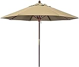 KANULAN Sonnenschirm Courtyard Umbrella Sonnenschirm mit 8 stabilen Regenschirmrippen für Familien-Strandpicknicks Veranda Camping Balkon, blau Garten Sonnenschirme(Color:Beige;Size:2.5X2.7M)