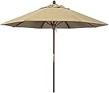 KANULAN Sonnenschirm Courtyard Umbrella Sonnenschirm mit 8 stabilen Regenschirmrippen für Familien-Strandpicknicks Veranda Camping Balkon, blau Garten Sonnenschirme(Color:Beige;Size:2.5X2.7M)