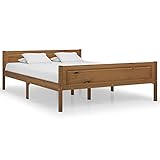 vidaXL Kiefernholz Massivholzbett Bettgestell Holzbett Futonbett Bett Doppelbett Bettrahmen mit Lattenrost Schlafzimmerbett Honigbraun 160x200