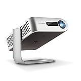 Viewsonic M1+ Portabler LED Beamer (WVGA, 300 Lumen, integrierter Akku, HDMI, USB, USB-C, WLAN Konnektivität, Bluetooth, SD-Kartenleser, 3 Watt Lautsprecher) silb