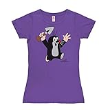 Logoshirt - TV - Der kleine Maulwurf - Juhu - T-Shirt Damen - violett - Lizenziertes Originaldesign, Größe L