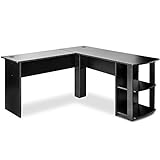 ZOEON Schreibtisch - L-förmiger Computertisch - Eckschreibtisch mit 2 Ablagen - PC-Tisch - Bürotisch Modern 140x140x75 cm (Schwarz)