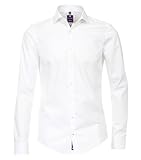 Redmond Herren Popeline Hemd unifarben Slim Fit 100% Baumwolle Natural S