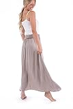 U&F Damen Maxi-Rock mit hohem Bund I Herbst Sommer Frühling Casual Basic Knöchellanger Rock Faltenrock Maxirock Sommerrock Boho Festliche Röcke Festival Hohe Taille Freizeit |Grau Größe L