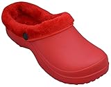 PLAME Damen Eva Clogs Gefüttert Warme Hausschuhe Gartenschuhe 36-41 EU (Rot, Numeric_37)