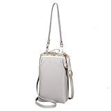 Hanbella Crossbody Handytasche für Damen, Kleine Schultertasche Handy Geldbörse Geldbeutel und Handtaschen mit 14 Kreditkartenfächern, 2 Grau, S