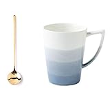 LYBT Kaffeetassen Tasse mit Farbverlauf Unterglasur-Kaffeetasse geformter Griff Frühstückstasse Home-Office-Becher Mikrowelle, Spülmaschine verfügbar / 350ml Kaffee-Getränke-Tasse (Farbe : Mit L