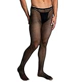 EROSPA® Fishnet -Strumpfhose Pantyhose - Fischnetz - Herren / Männer - Schwarz - Einheitsgröße One Size S-L