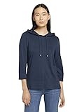 TOM TAILOR Damen Hoddie T-Shirt, Blau (10378 - Dark Denim Blue), L