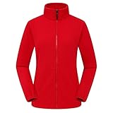 Damen-Fleece-Sweatshirt Plüschjacke Rollkragen Stehkragen Mantel Herbst Winter Outwear Mode Warm Langarm Overcoat Einfarbig Reißverschluss Jacke Jogger Laufen Workout Atmungsaktiv Winddicht, rot, 46