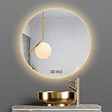 LED Badspiegel mit Beleuchtung, Badezimmerspiegel Wandspiegel mit Touch Schalter Dimmbar Beschlagfrei, Runder Spiegel (Size : 80cm)