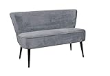 lifestyle4living Esszimmerbank mit Lehne, Hell-Grau, 2-Sitzer, Vintage Look, rückenecht | Sitzbank für Esszimmer mit bequemer Polsterung - Füße schwarz Massiv-H