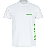 VIMAVERTRIEB® Herren T-Shirt Bremen - Brust & Seite - Druck:grün - Shirt Männer Fußball Fanshop Fanartikel - Größe:XL weiß