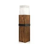 Indoorkerzen Vintage Holzsäulen mit Glas und Wachsfüllung 900