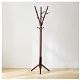 Garderobenständer für drinnen Bodenmantel Rack freistehend Stabiler hölzerner Kleiderständer mit 9 Haken Baumaufhänger for den Eingang Home Schlafzimmer Einfache Montage (Color : Walnut Color)