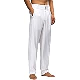 Herren-Freizeithose für Frühling und Herbst, lockere Passform, einfarbig, bequem, vielseitig, Yoga-Hose mit Taschen, weiß, 31-35