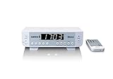 Lenco KCR-100 - Küchenradio - Unterbauradio mit Bluetooth - PLL FM Empfänger - 5 Senderspeicher - LED Beleuchtung - 2 x 1 Watt RMS - Uhr mit Timer Funktion - weiß