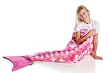 Kanguru la coperta con le maniche Kanguru Sirena Kids Meerjungfrau decke pinke, Polyester, Rosa, Fucsia, Lilla, L: 135