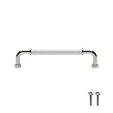 Beslag Design - 1 Stück Möbelgriff Stangengriff „Brohult“ vernickelt weiß - Lochabstand 128 mm - Schrankgriff Bügelgriff Küchengriff Kommodengriff klassisch modern Skandinavisches Desig