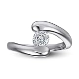 Epinki 925 Sterling Silber Ringe, Ring Verlobung Damen Vier-Klaue mit Zirkonia, als Geschenke für Frauen Freundin, Silber, Gr.62 (19.7)