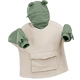 Notinzo Damen Hoodies Casual Creative und Cute Frosch Design Stitching Zipper Kapuzenpullover mit Tasche, grün, 36