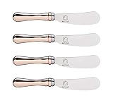 MasterClass Artesà, Buttermesser-Set mit Griffen in Roségold-Optik, 4er-Pack, Messer zum Aufstreichen von Käse oder Butter, für Cracker uvm. ein Geschenk für Dinnerpartys, Edelstahl, 12